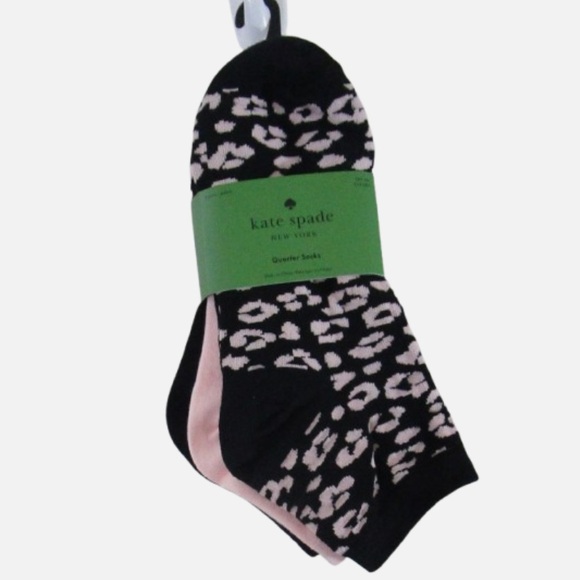 kate spade Accessories - kate spade Black and Light Pink Leopard Crew Socks